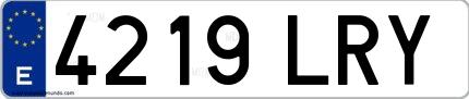 Ejemplo de matrícula de coche ordinaria 4219 LRY
