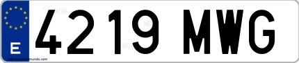 Ejemplo de matrícula española 4219 MWG