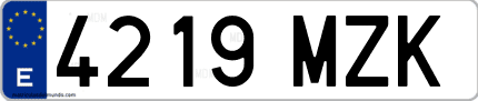 Ejemplo de matrícula de coche ordinaria 4219 MZK