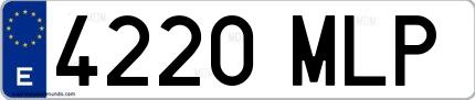 Ejemplo de matrícula española 4220 MLP