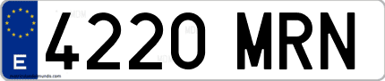 Ejemplo de matrícula de coche ordinaria 4220 MRN