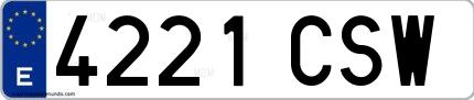 Ejemplo de matrícula de coche ordinaria 4221 CSW