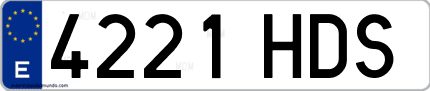 Ejemplo de matrícula de coche ordinaria 4221 HDS