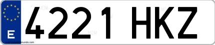 Ejemplo de matrícula española 4221 HKZ