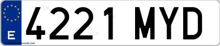 Ejemplo de matrícula española 4221 MYD