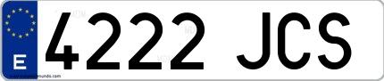 Ejemplo de matrícula de coche ordinaria 4222 JCS