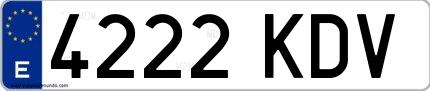 Ejemplo de matrícula española 4222 KDV