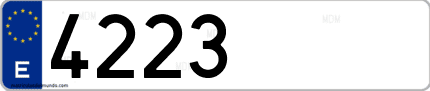 Ejemplo de matrícula de coche ordinaria 4223 