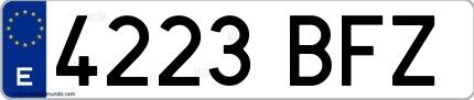 Ejemplo de matrícula española 4223 BFZ