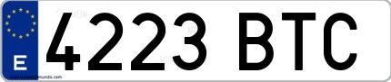 Ejemplo de matrícula española 4223 BTC