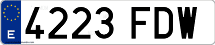 Ejemplo de matrícula de coche ordinaria 4223 FDW