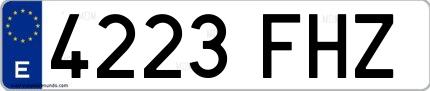 Ejemplo de matrícula española 4223 FHZ