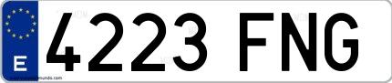 Ejemplo de matrícula española 4223 FNG