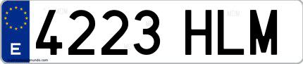 Ejemplo de matrícula española 4223 HLM