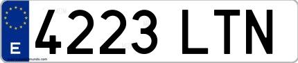 Ejemplo de matrícula española 4223 LTN