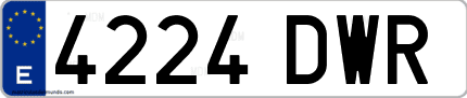 Ejemplo de matrícula de coche ordinaria 4224 DWR