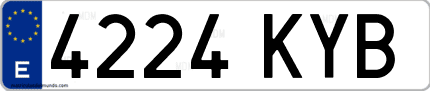 Ejemplo de matrícula de coche ordinaria 4224 KYB