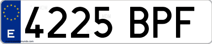 Ejemplo de matrícula de coche ordinaria 4225 BPF