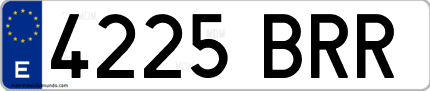 Ejemplo de matrícula de coche ordinaria 4225 BRR