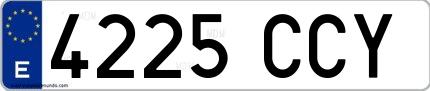 Ejemplo de matrícula española 4225 CCY