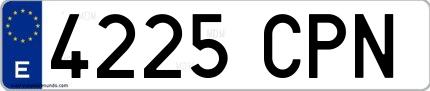 Ejemplo de matrícula española 4225 CPN