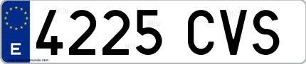 Ejemplo de matrícula española 4225 CVS