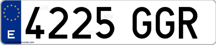 Ejemplo de matrícula de coche ordinaria 4225 GGR