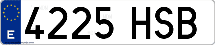 Ejemplo de matrícula de coche ordinaria 4225 HSB