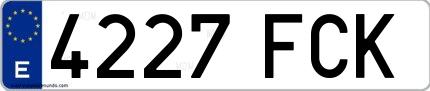 Ejemplo de matrícula española 4227 FCK