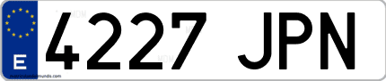 Ejemplo de matrícula de coche ordinaria 4227 JPN