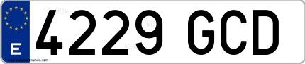 Ejemplo de matrícula española 4229 GCD
