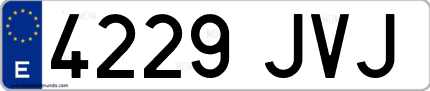Ejemplo de matrícula de coche ordinaria 4229 JVJ