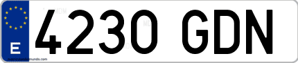 Ejemplo de matrícula de coche ordinaria 4230 GDN
