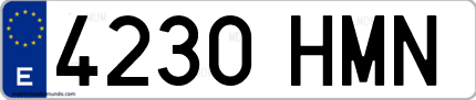 Ejemplo de matrícula de coche ordinaria 4230 HMN