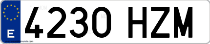 Ejemplo de matrícula de coche ordinaria 4230 HZM