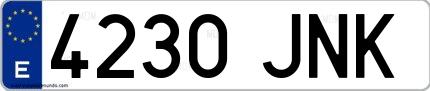 Ejemplo de matrícula española 4230 JNK