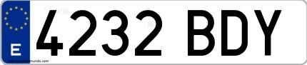 Ejemplo de matrícula española 4232 BDY