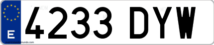 Ejemplo de matrícula de coche ordinaria 4233 DYW