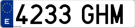Ejemplo de matrícula de coche ordinaria 4233 GHM