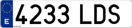 Ejemplo de matrícula española 4233 LDS