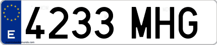 Ejemplo de matrícula de coche ordinaria 4233 MHG