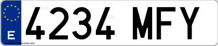 Ejemplo de matrícula de coche ordinaria 4234 MFY