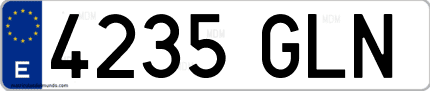 Ejemplo de matrícula de coche ordinaria 4235 GLN