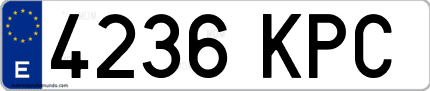 Ejemplo de matrícula de coche ordinaria 4236 KPC