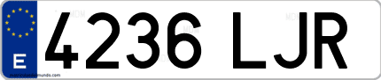 Ejemplo de matrícula de coche ordinaria 4236 LJR