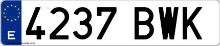 Ejemplo de matrícula española 4237 BWK