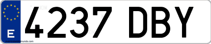 Ejemplo de matrícula de coche ordinaria 4237 DBY