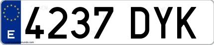 Ejemplo de matrícula española 4237 DYK