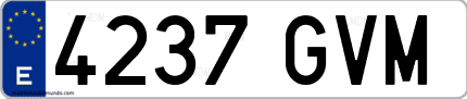 Ejemplo de matrícula de coche ordinaria 4237 GVM