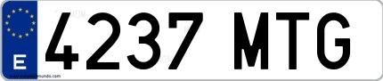 Ejemplo de matrícula española 4237 MTG